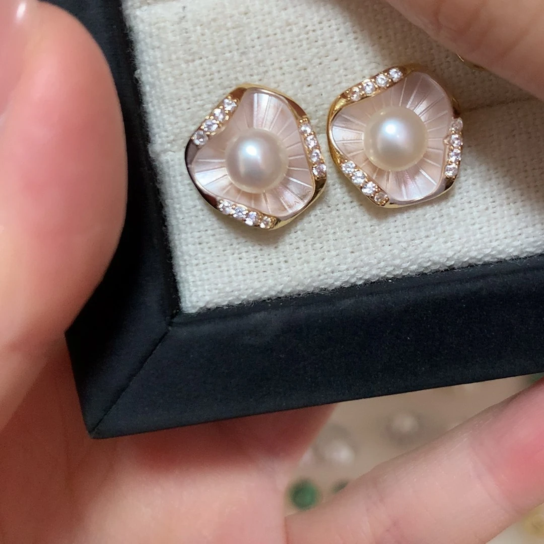 淡水珍珠耳饰合金