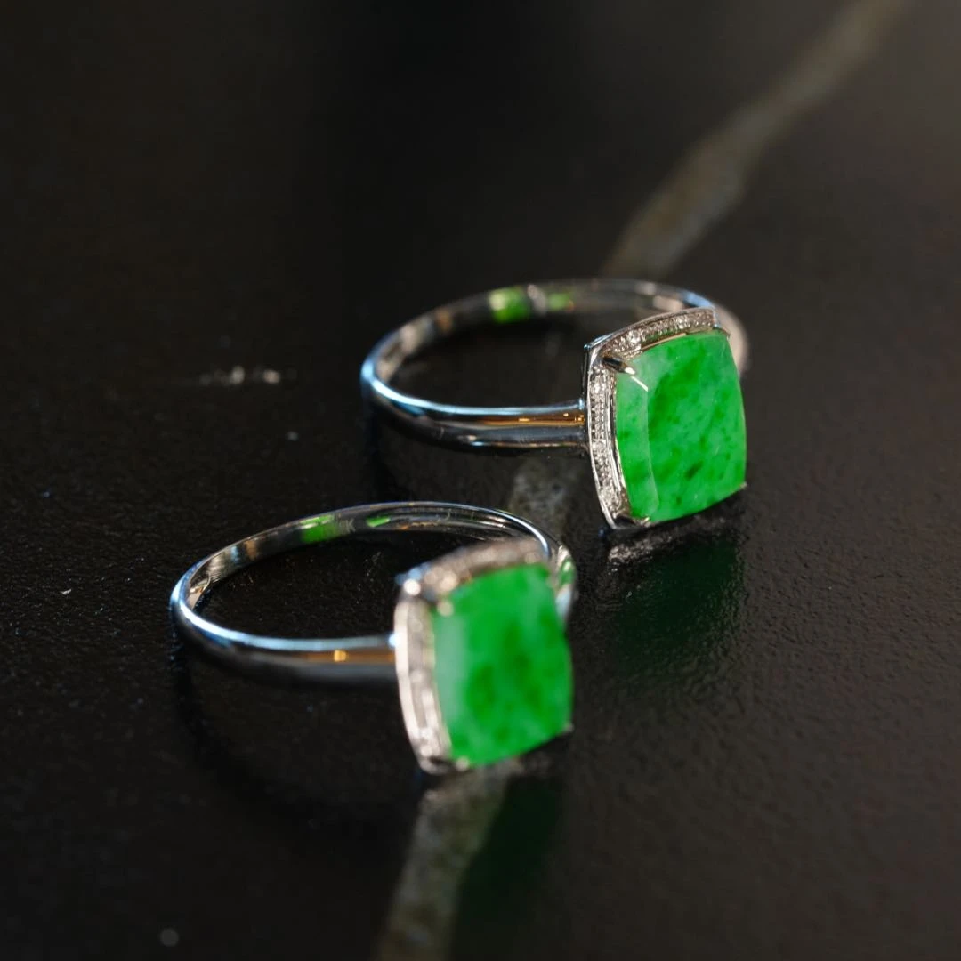 【初见甄选】18k金翡翠戒指19-1CH126X129【多样性发一件】约9*7mm+