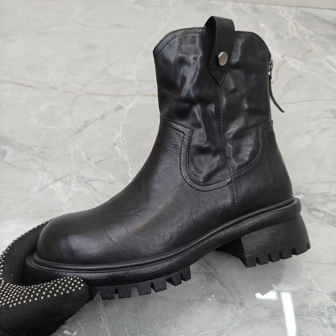 粗跟女靴(牛皮)37528