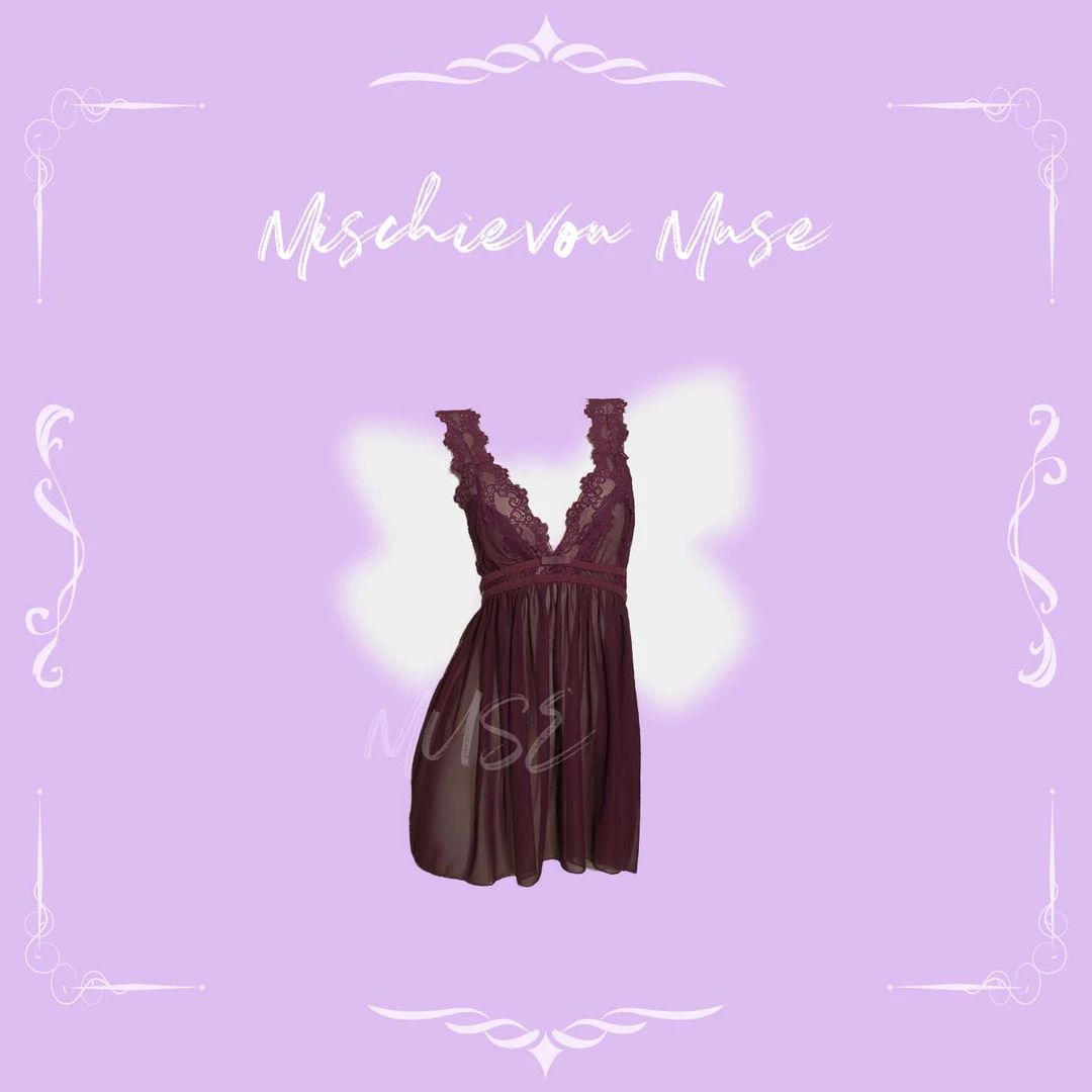 Mischievous Muse 【锈蕾锢香】粉色紫色蕾丝薄款纯欲连衣睡裙