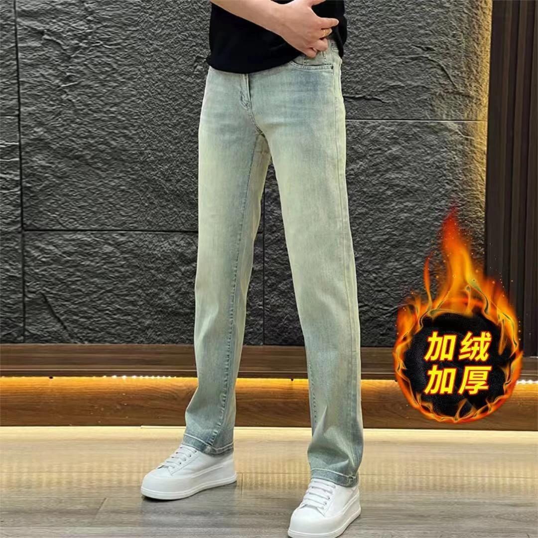 秋冬新款男士休闲裤百搭水洗做旧牛仔裤子直筒宽松潮流休闲牛仔裤
