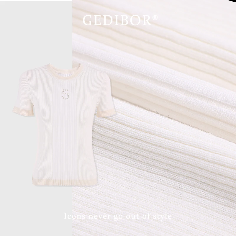 【GEDIBOR】“假日小香”设计感5字镂空时尚气质显瘦针织上衣