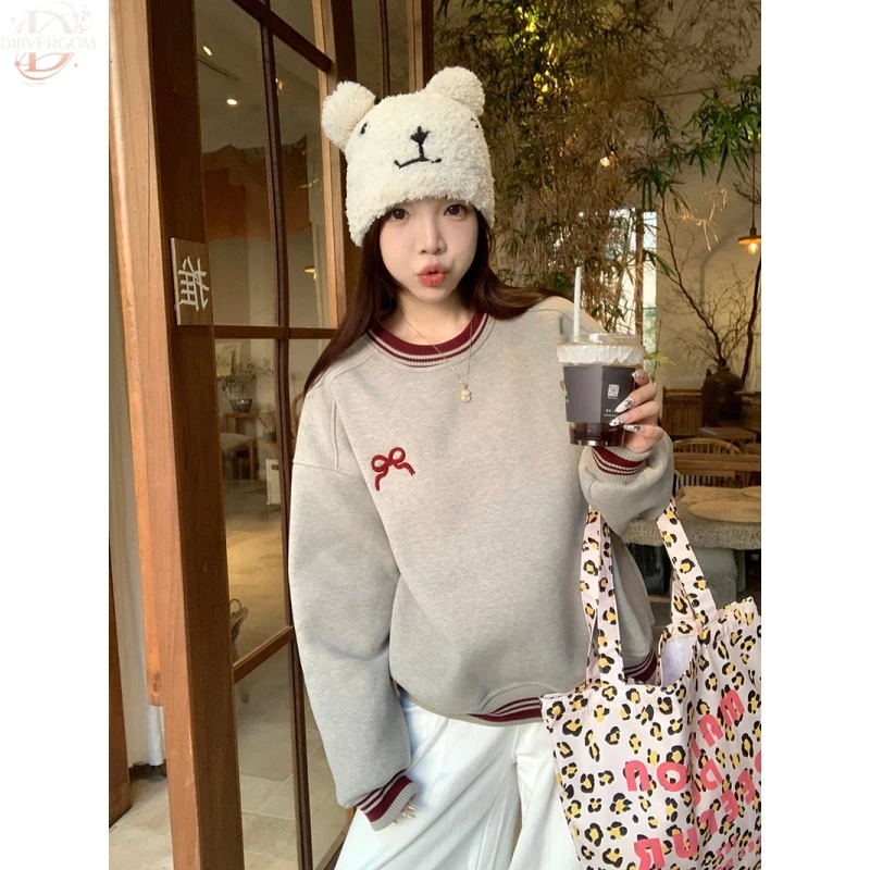 韩系设计感轻奢高级感卫衣女薄款2025秋季新款松弛感圆领长袖上衣