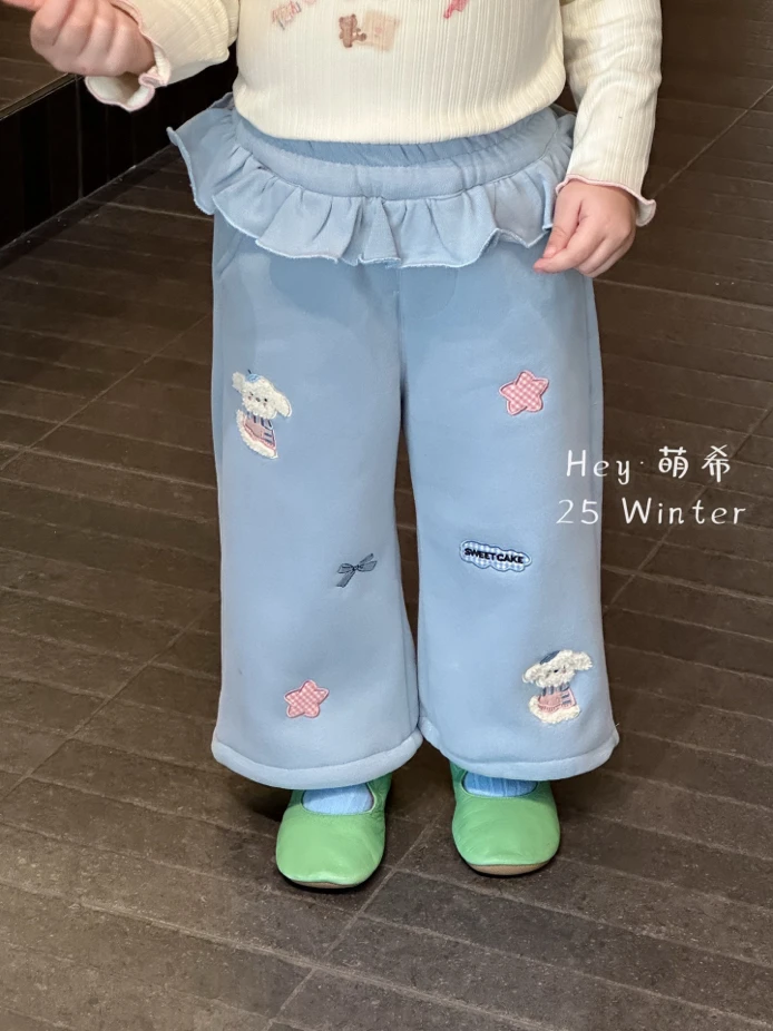 25深秋冬款-加绒花边刺绣休闲裤 -5621