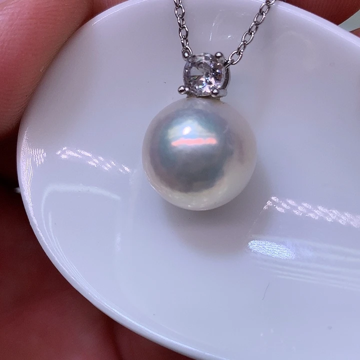 银S925镶嵌耳饰淡水珍珠