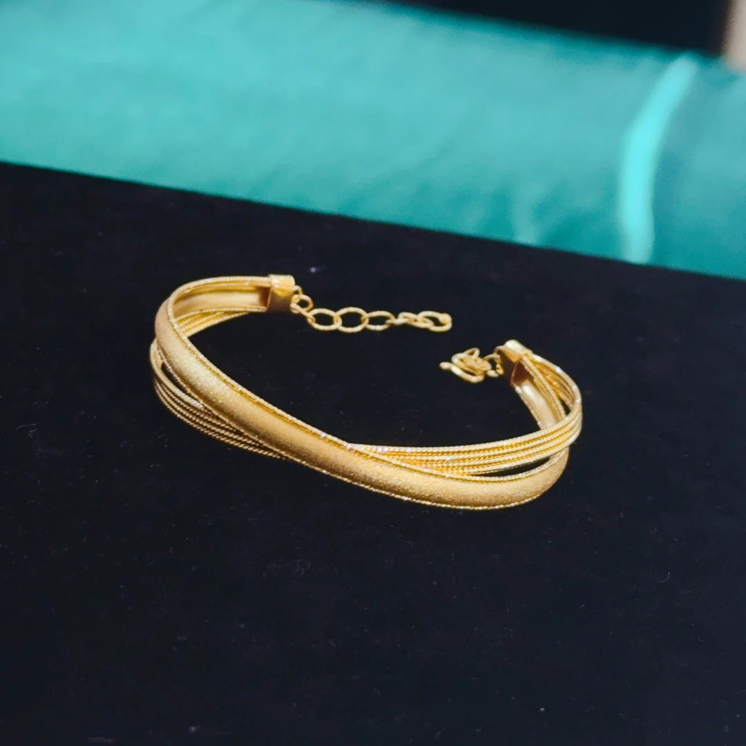 X {江江好} 足金999 5G手镯链系列 喷砂编织交叉镯 (多样性发一）