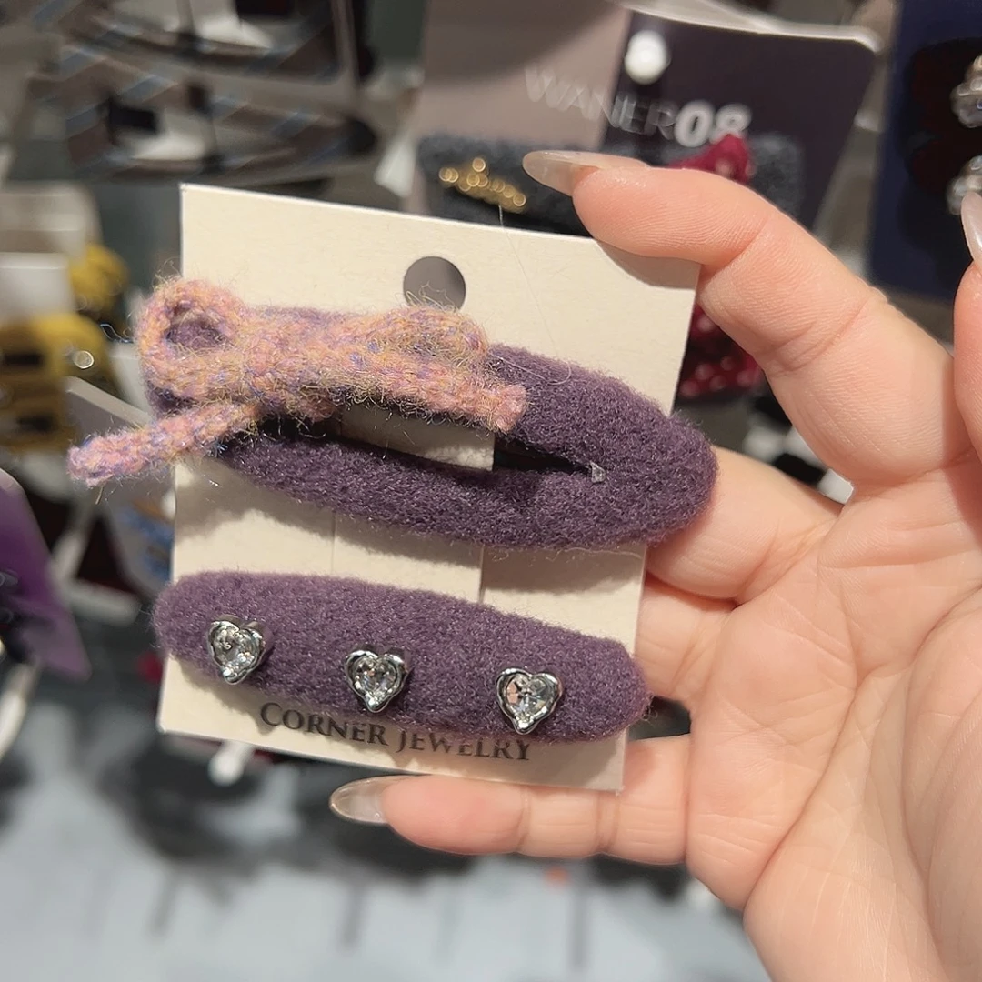 非金属紫色蝴蝶结爱心掰掰鸭夹