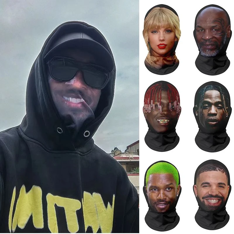 3D搞怪防晒面罩cosplay派对演出人脸侃爷科比梅西C罗趣味恶搞面具