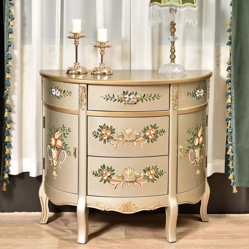 美式乡村客厅半圆玄关柜卧室边柜