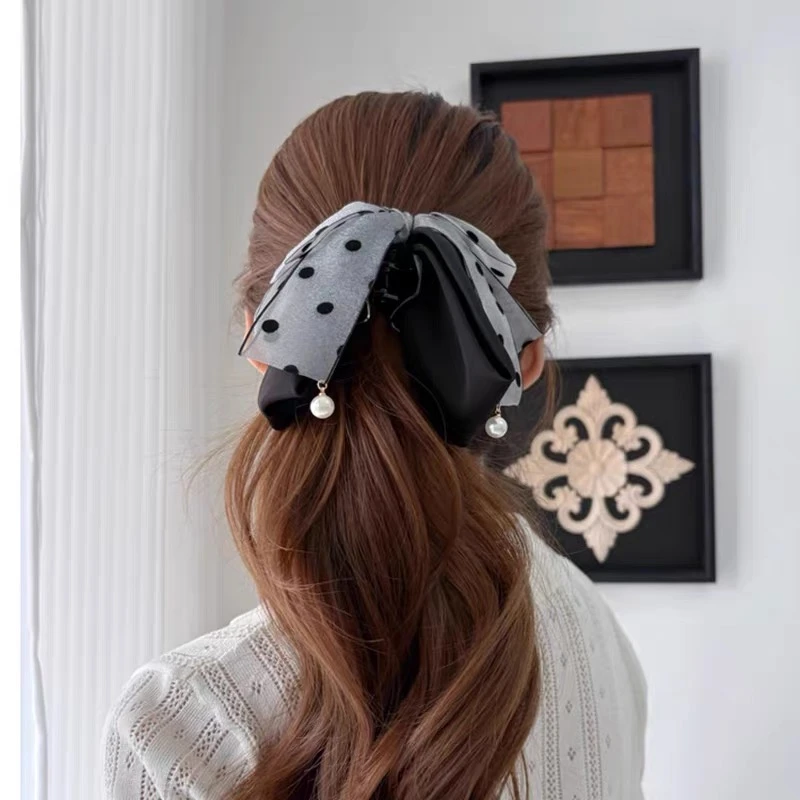 【阿敲】A1481~抓夹女高级感发夹头饰波点蝴蝶结发夹-麦穗头饰