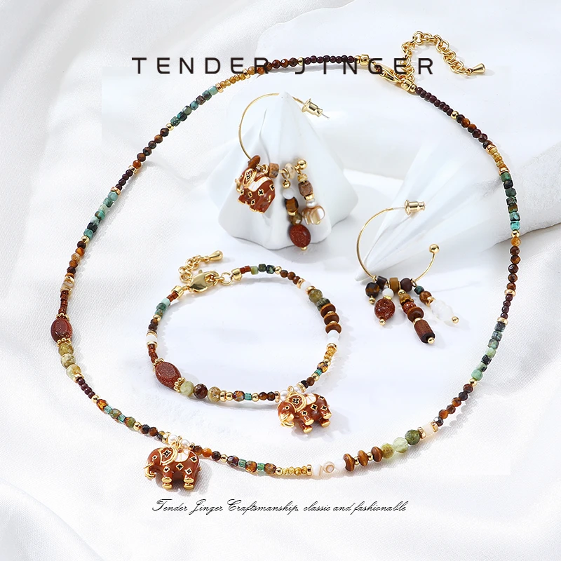 Tender Jinger 铜合金项链 ｜线下专供新款多巴胺小象系列项链高级