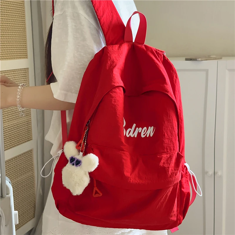 高级感女生大学生简约学生双肩包日系ins大容量书包初高中生背包