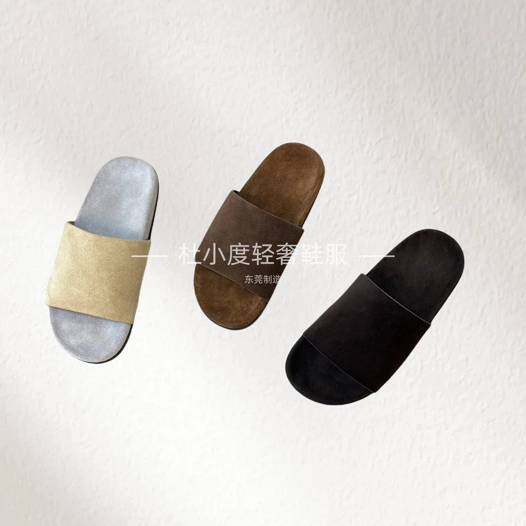 情侣款极简Row风浅口休闲风平底缝制鞋薄款一字拖勃肯城市机能风