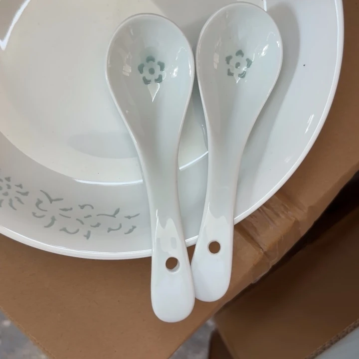 青瓷景德镇陶瓷两只小勺子青色
