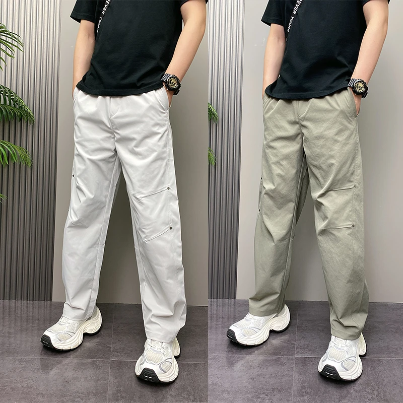 2025年秋季新款潮流韩版痞帅铆钉青年男士休闲直筒阔腿长裤子男式