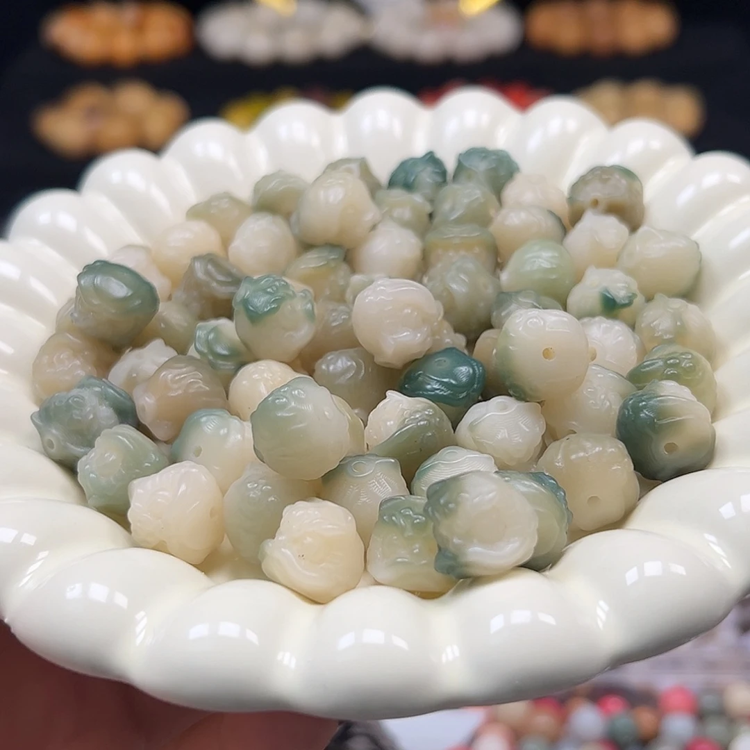 手串菩提根/象牙果卡13左右飘绿醒狮30颗