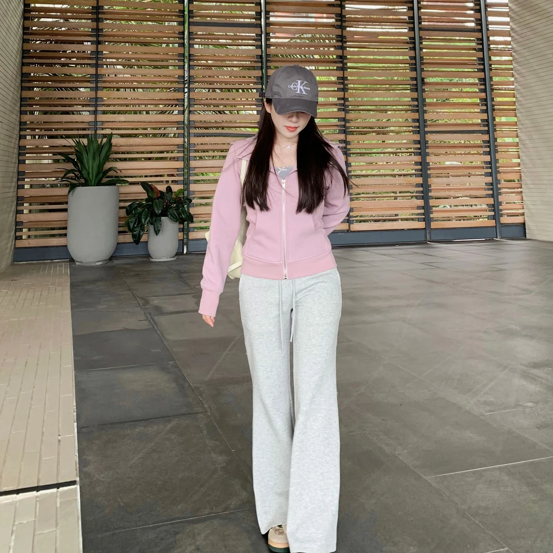 大眼LARGEEYE 小个子新款 春夏高腰显瘦微喇裤女休闲百搭拖地长裤