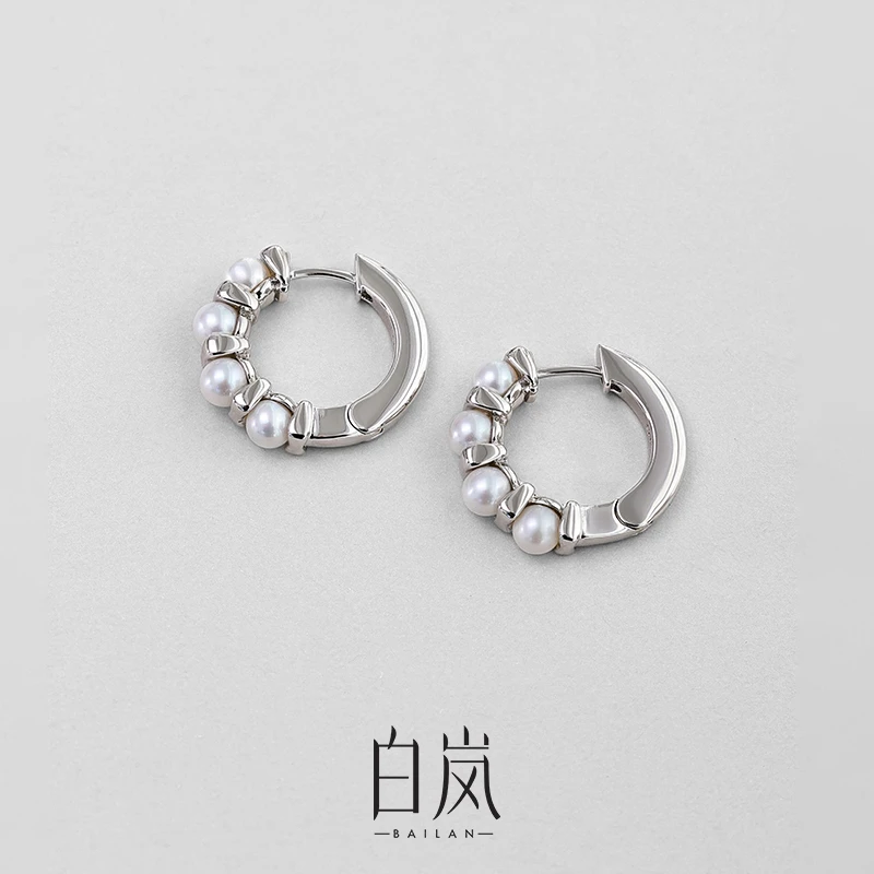 白岚间珠珍珠耳环女时尚气质耳钉2025新款耳饰设计感耳扣款ED3295