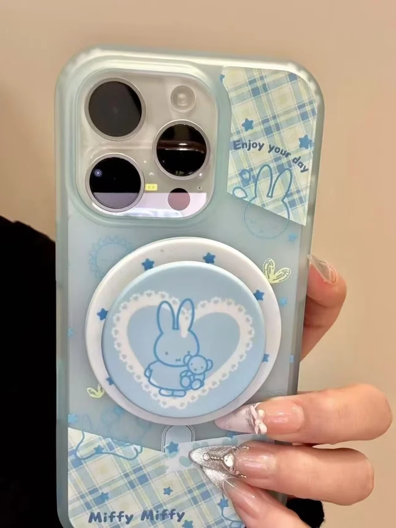 可爱卡通米菲兔磁吸支架适用iPhone16promax苹果15手机壳14新款13