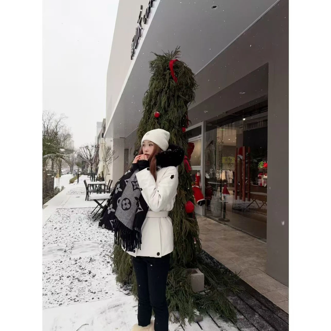 90白鸭绒羽绒服“雪山之巅”腰带款大朵绒冬季百搭加厚大毛领1