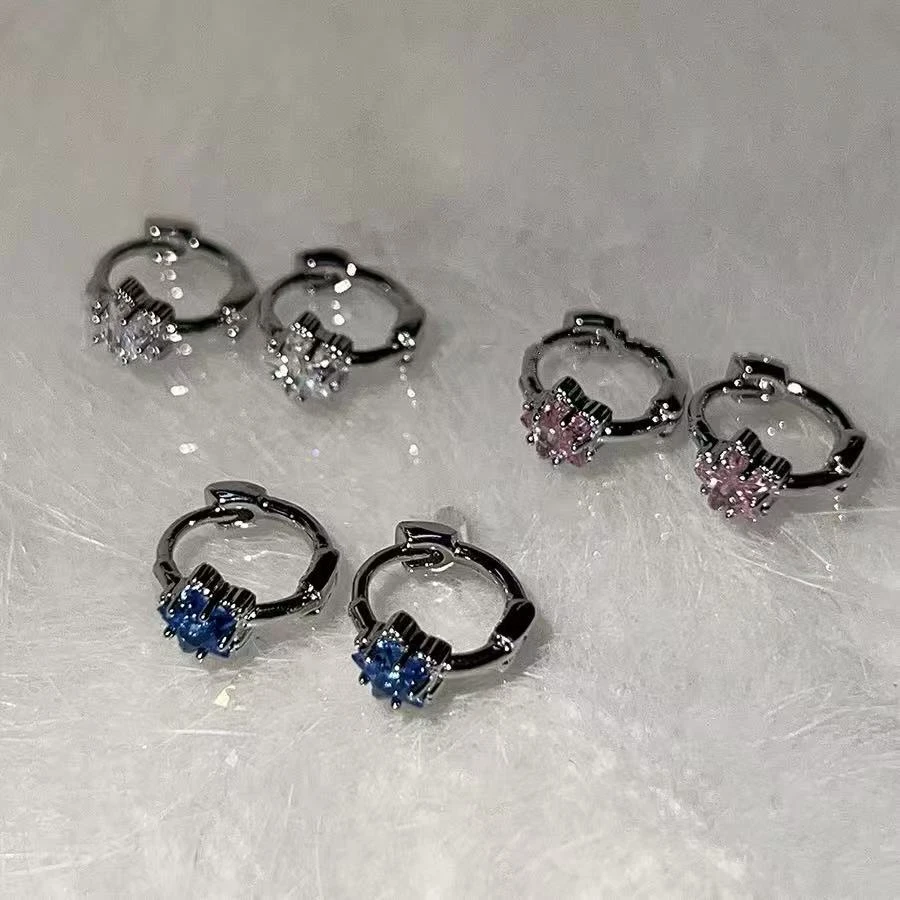 铜合金耳饰 星星锆石耳扣耳骨钉养耳洞小耳圈耳环女小众设计感