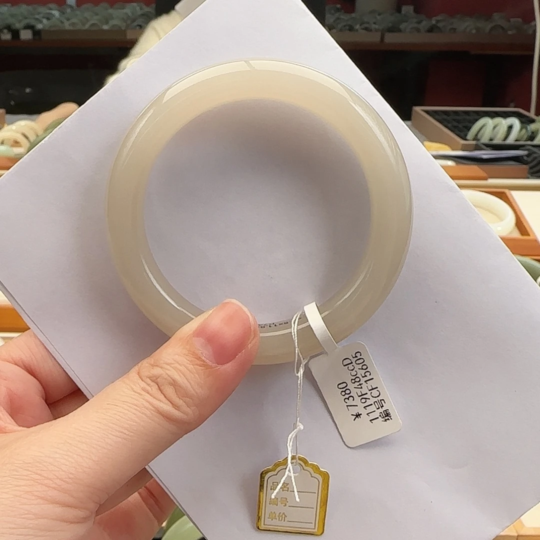 和田玉未镶嵌手镯54粉紫双色