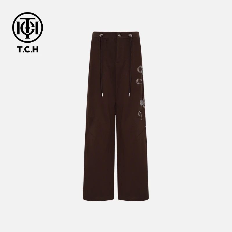 TCH烫钻工艺新时尚淑女百搭新潮流长裤女T75C20E1046轻奢tch