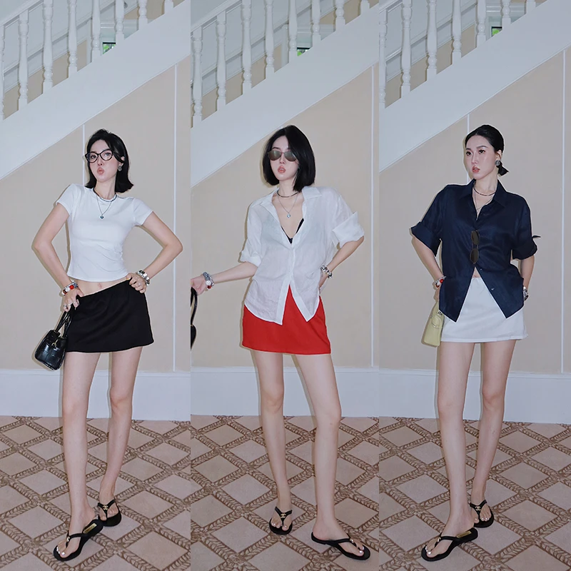 十三粥私服 云麻 天丝+亚麻简约气质显瘦百搭舒适透气半裙SG0122