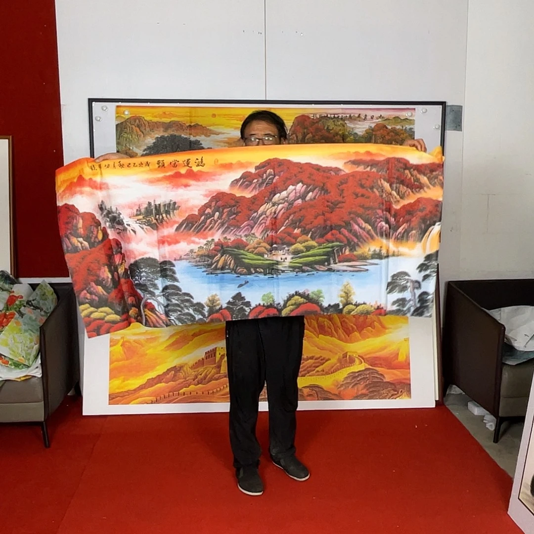 横款鸿运当头画心小六尺