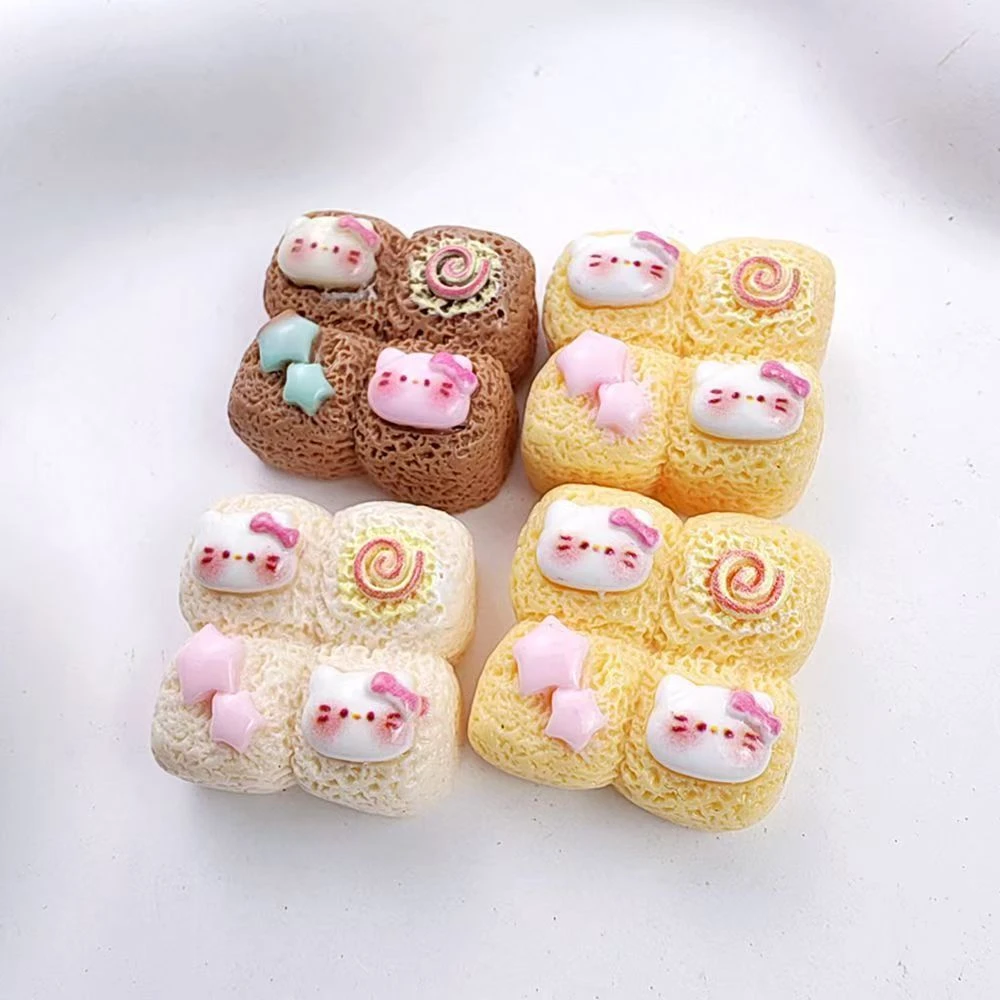 卡通动物四宫格混装树脂配件diy发夹钥匙扣食玩奶油胶立体配件