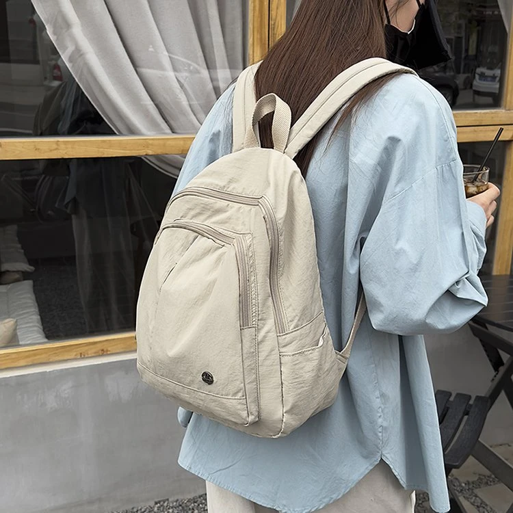 防泼水双肩包百搭日韩拉链女生背包383