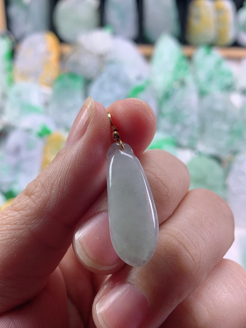 缅甸天然A货翡翠冰润福瓜吊坠30.5-11.2-3.6a