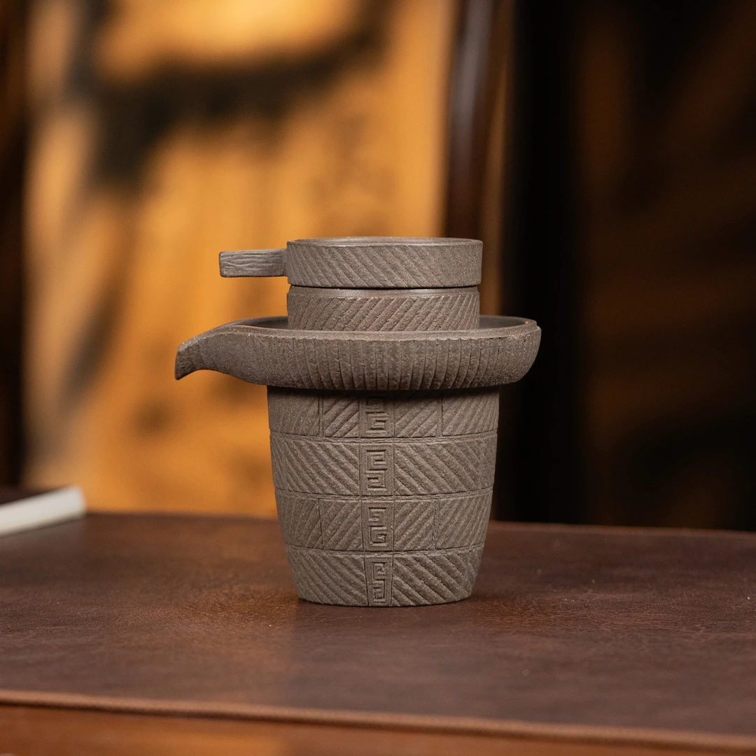 【利贞l石磨茶滤】原矿青段泥高13cm宜兴紫砂茶具NWK