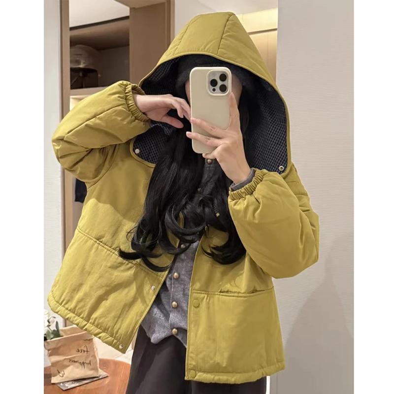 连帽棉衣棉服女2025秋冬季新款高级感洋气减龄保暖外套上衣 9961