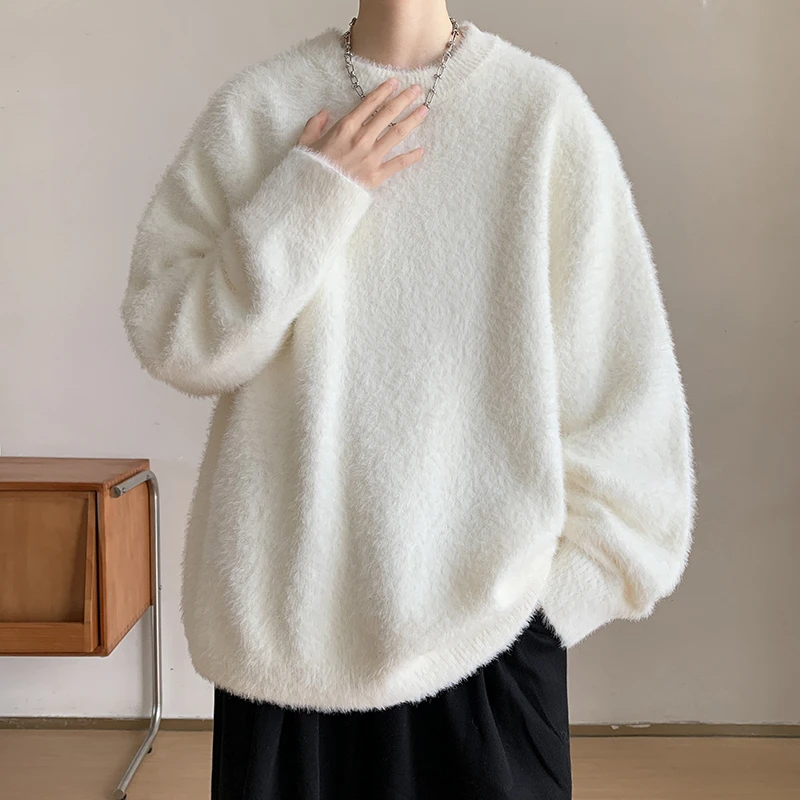 水貂绒长袖卫衣男士春秋冬季黑色美式ins潮牌情侣装外套圆领上衣