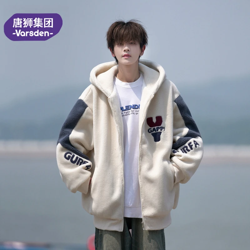 唐狮集团Varsden美式潮流拼接棉衣外套男士2025秋冬新款休闲夹克