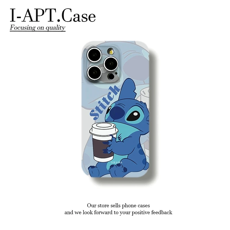 喝咖啡史迪仔菲林软壳适用iPhone苹果16手机壳华为oppo小米vivo新