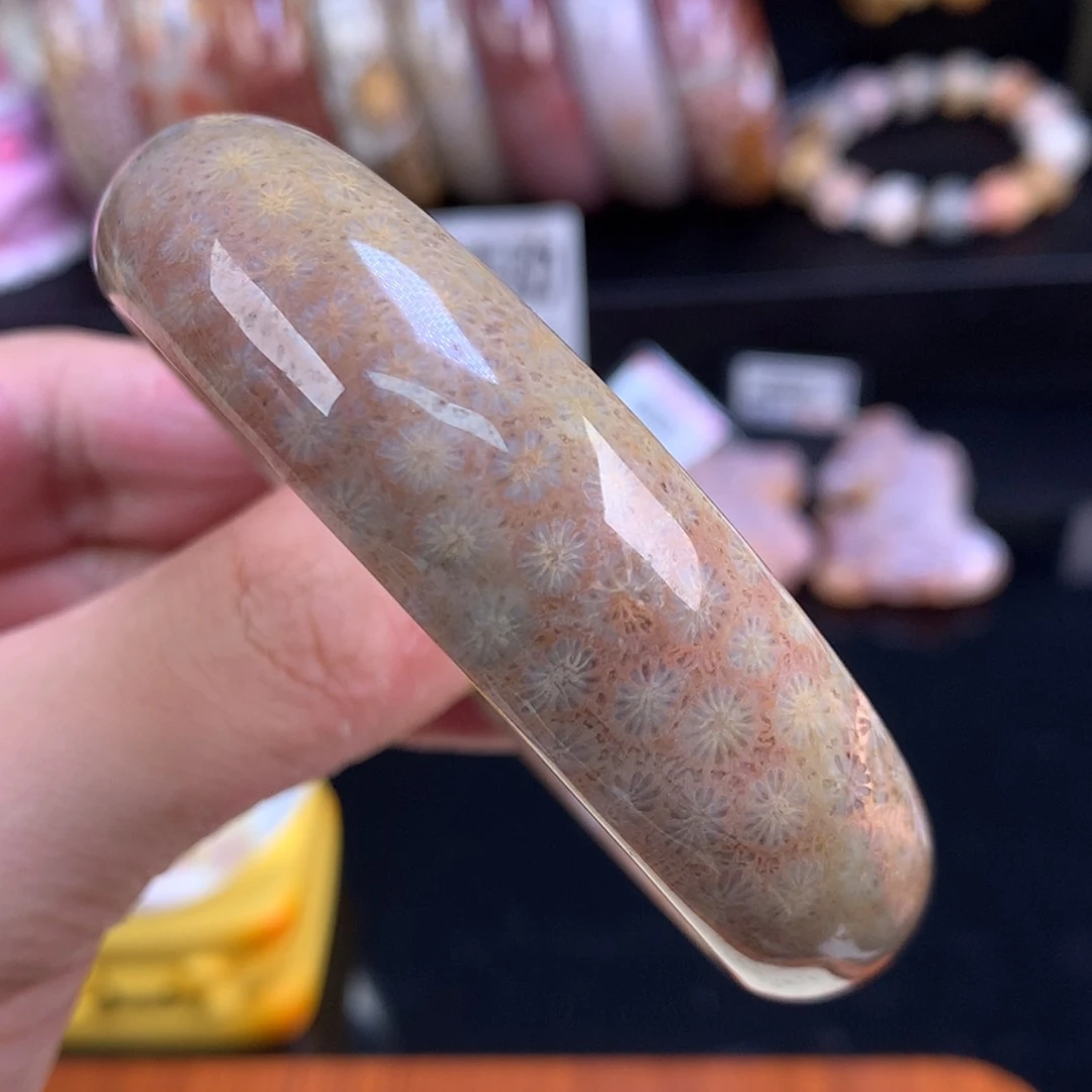 【闪购商品】颈饰未镶嵌硅化珊瑚（珊瑚玉）79号59圈红彩蓝心雏菊