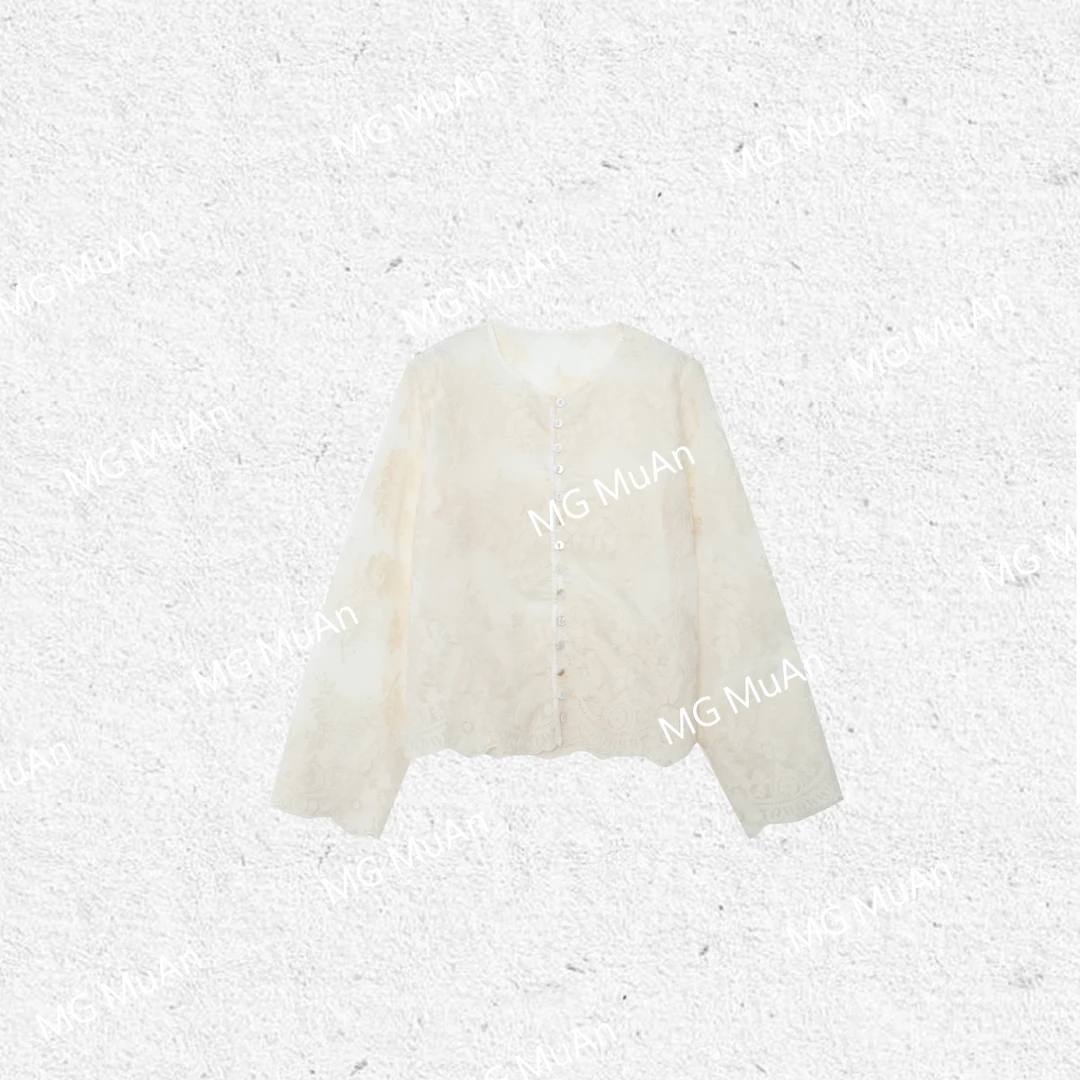 JADE阿毛：《浮生若梦》定制镂空天丝简约百搭上衣打底衬衫MG-F8077