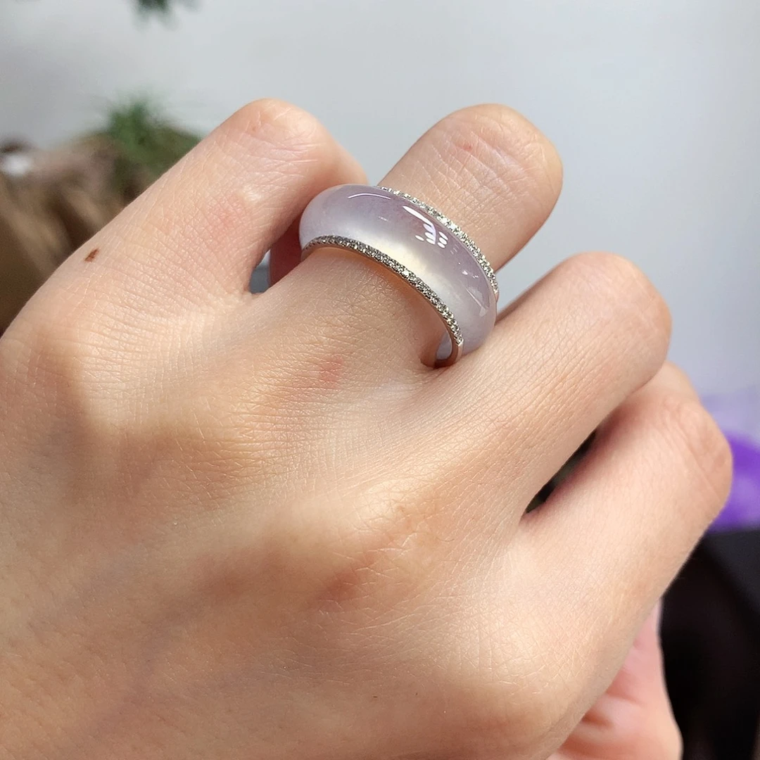 18K金镶嵌戒指翡翠12-13号一套