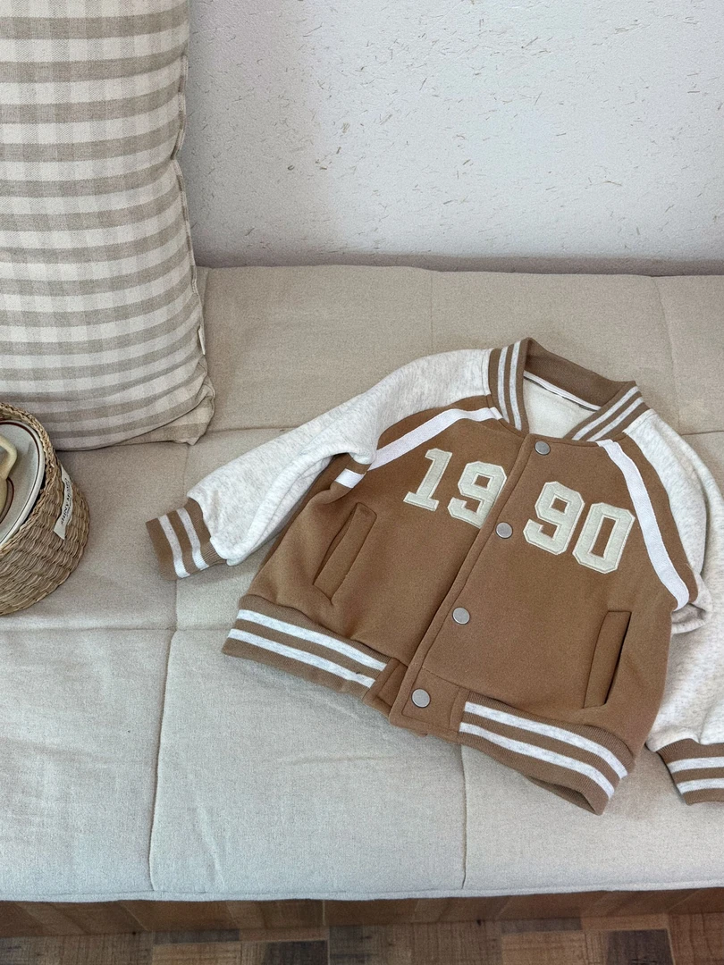 DM22662（现货）韩版儿童1990纯棉加绒棒球服外套