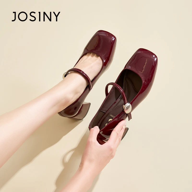 卓诗尼轻奢玛丽珍女鞋单鞋法式方头通勤百搭浅口高跟鞋玛丽珍鞋