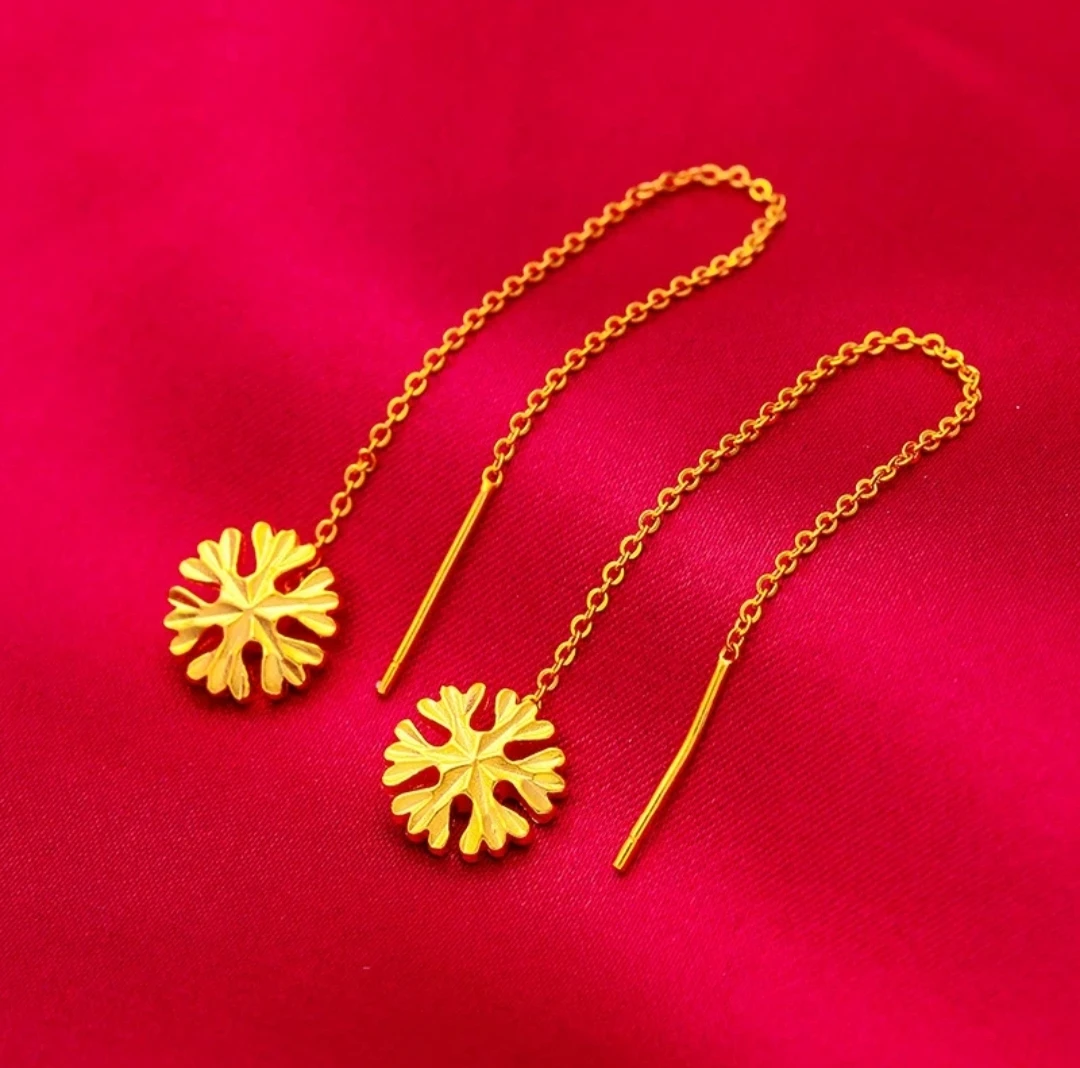 铜合金耳饰 精美时尚【雪花耳线】8厘米经典百搭