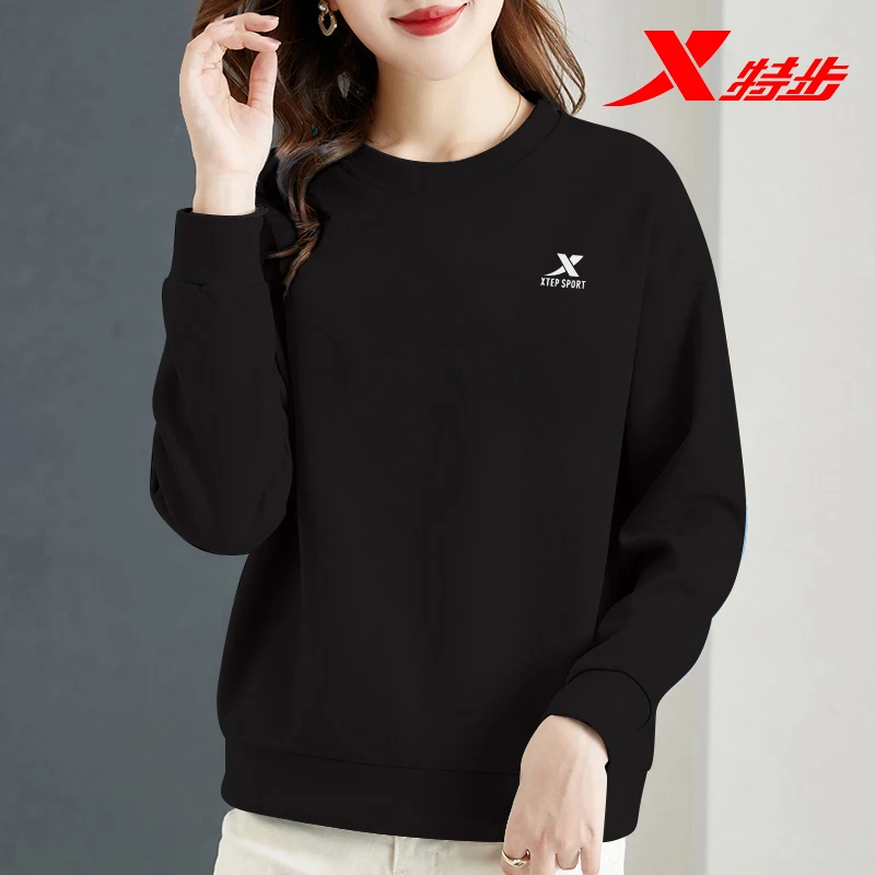 特步卫衣2025秋季上衣宽松休闲套头衫长袖百搭韩版衣服女士运动服