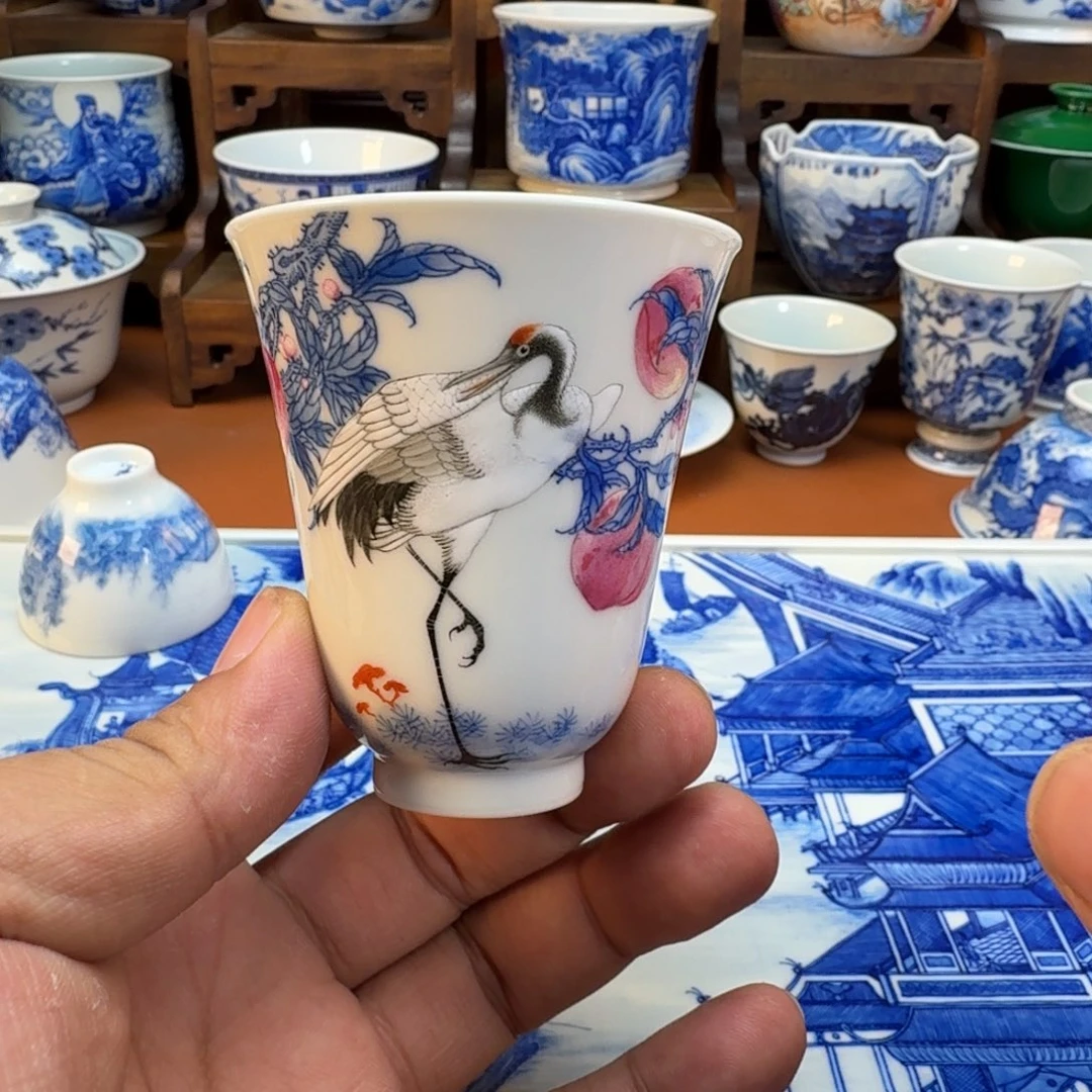 散***人陶杯子景德镇全手工手绘陶瓷