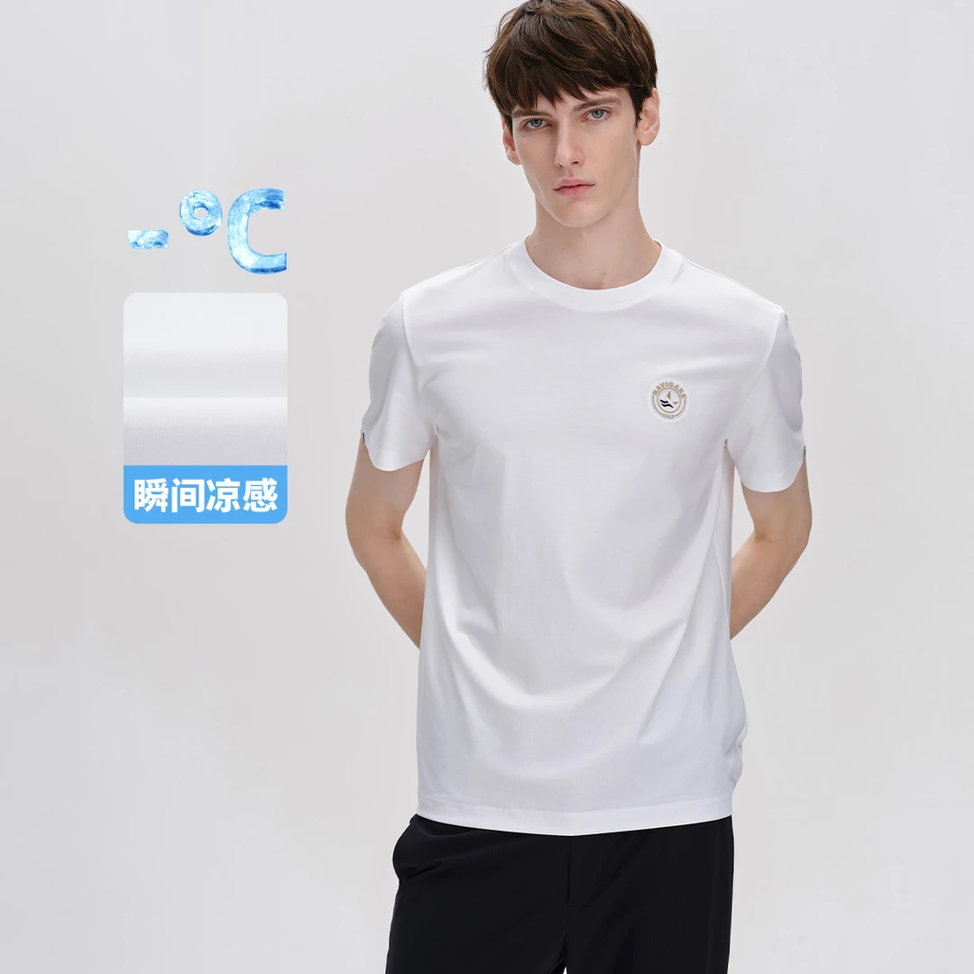 navigare意大利小帆船夏季简约百搭纯色圆领T恤男士休闲短袖上衣