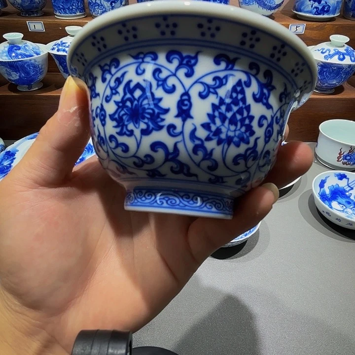 青花手工手绘杯子