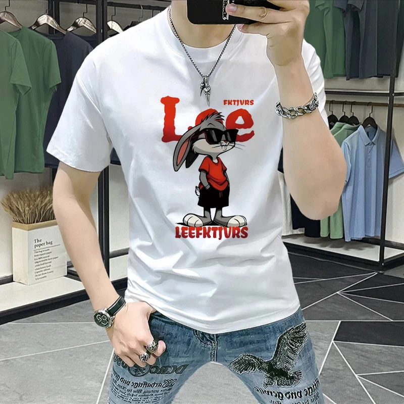 夏季爆款男孩男士纯棉网红短袖T恤休闲百搭轻奢T恤半袖高级感短袖