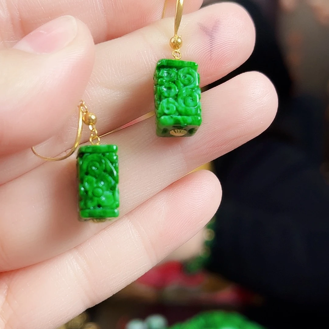 翡翠颈饰18K金镶嵌耳饰多样性发货