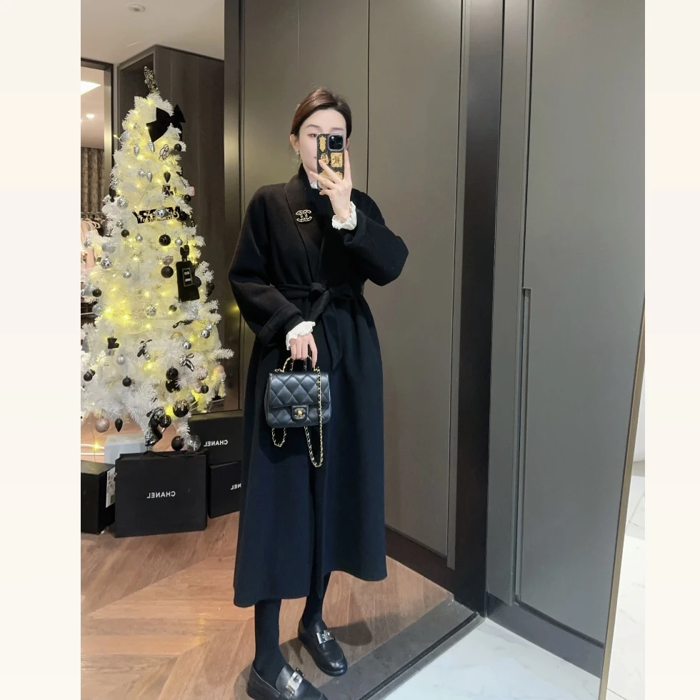 【大静静】高级！黑色气质大女主羊绒大衣双面1737